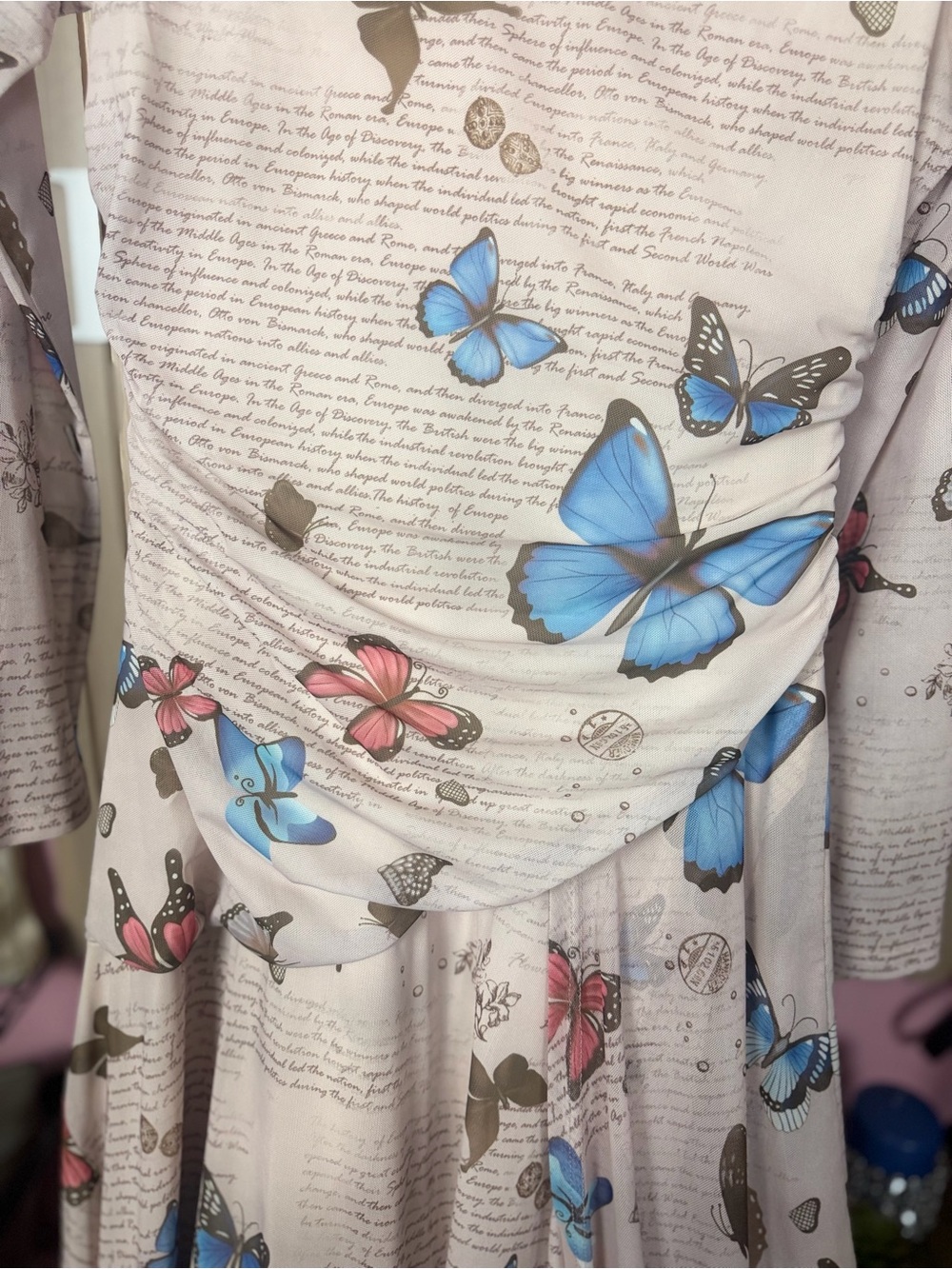 🦋 ANEWSTA Butterfly Print Boho Dress | Size Large (US 8/10) - Picture 4 of 13